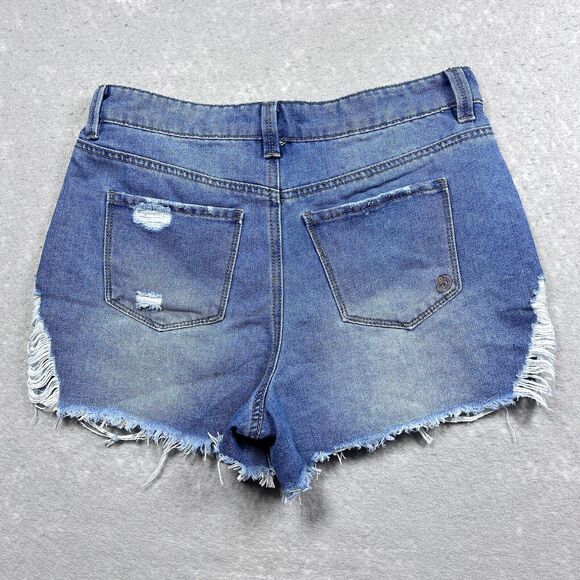 Indigo Rein Shorts Womens Size 9 Waist 28 Stretch Distressed Raw Hem Jean Shorts - Picture 9 of 12
